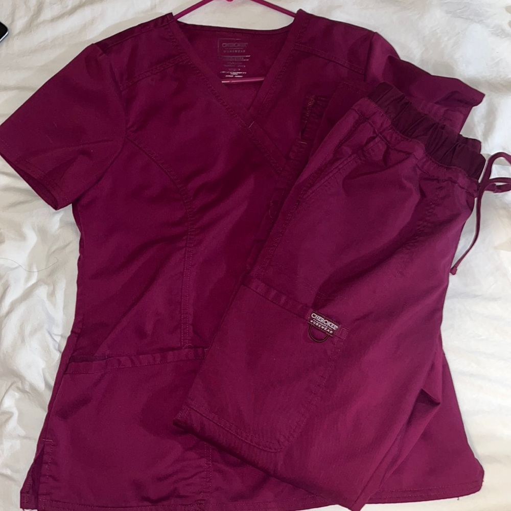 Wine colored Cherokee scrubs set
